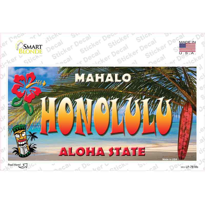 Honolulu Hawaii State Novelty Sticker Decal