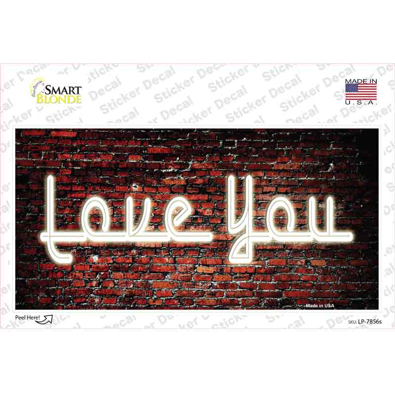 Love You On Brick Wall Novelty Sticker Decal