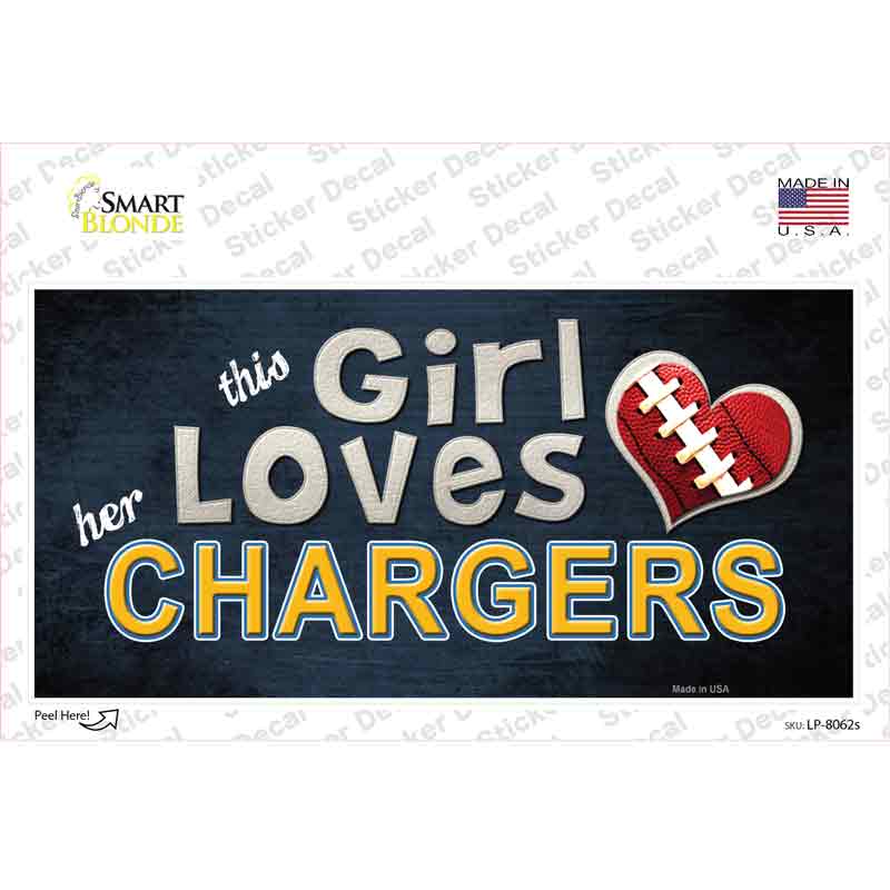 This Girl Loves Her Chargers Novelty Sticker Decal