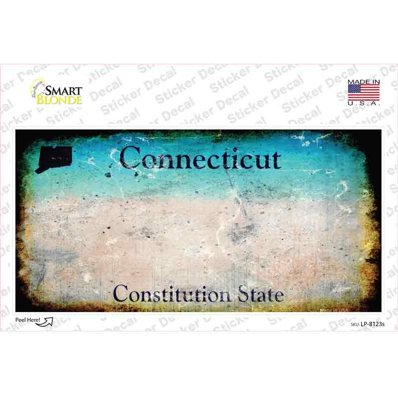 Connecticut State Rusty Novelty Sticker Decal