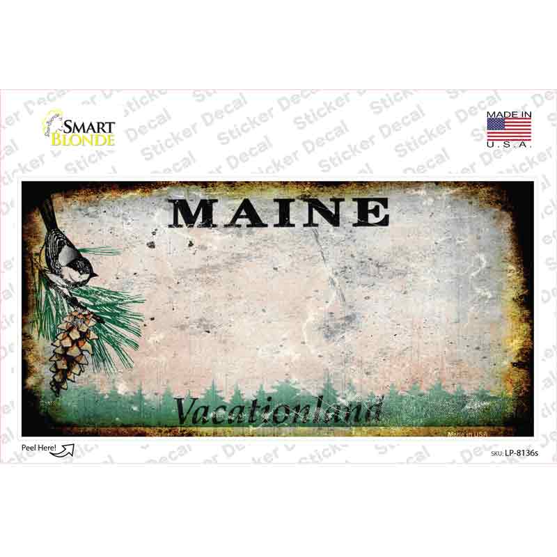 Maine State Rusty Novelty Sticker Decal
