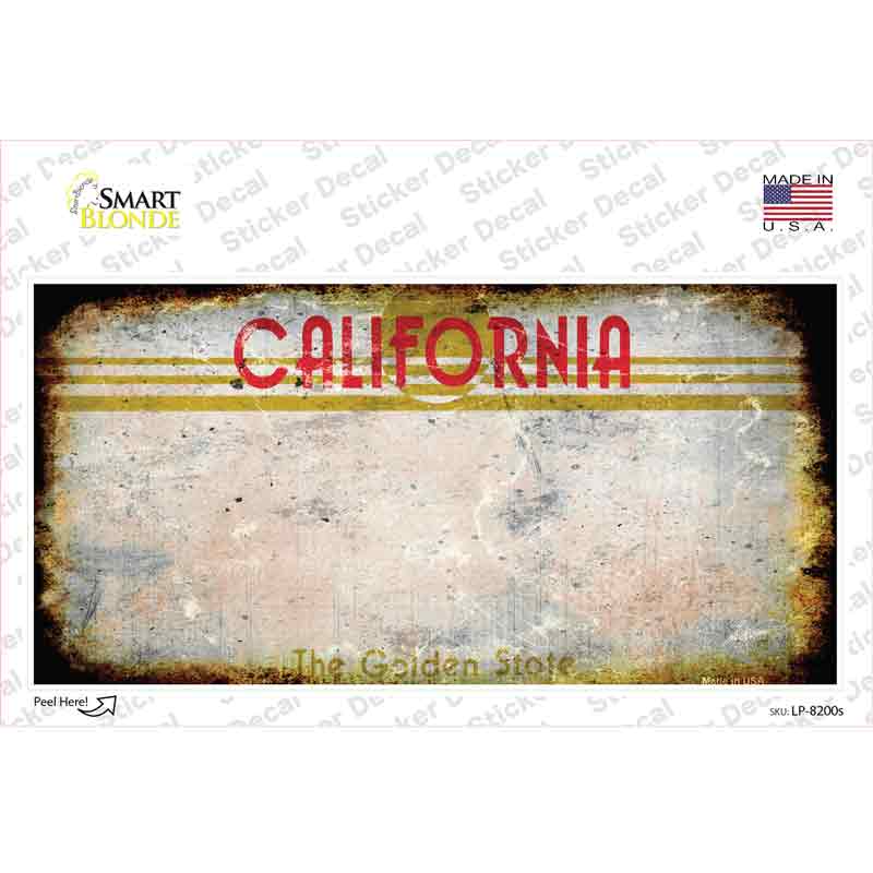 California Golden State Rusty Blank Novelty Sticker Decal
