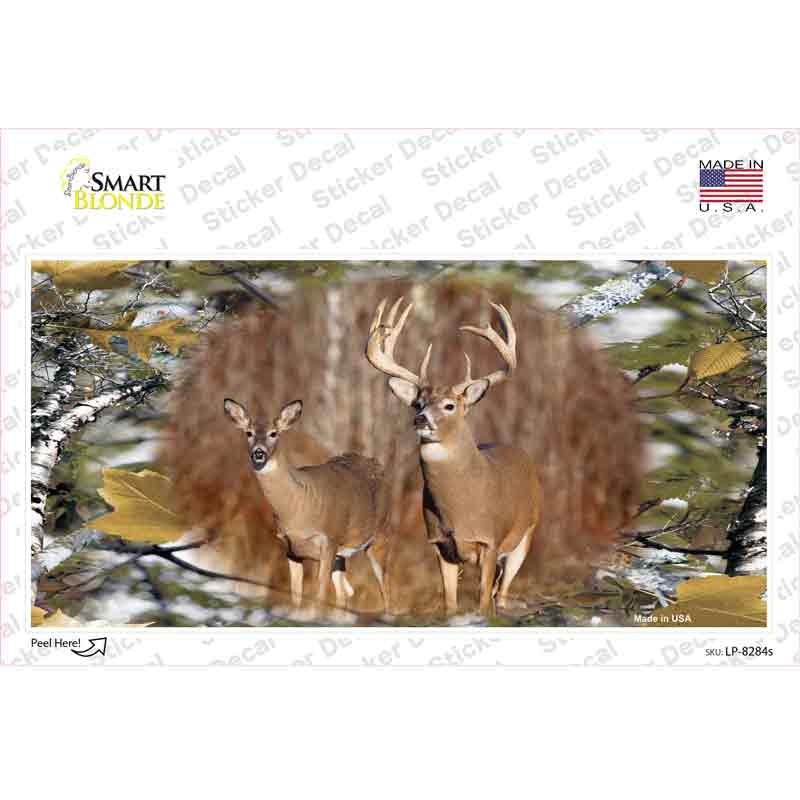 Two Deer On Camo Novelty Sticker Decal