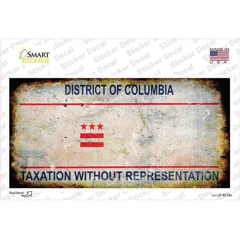 District Of Columbia Rusty State Novelty Sticker Decal