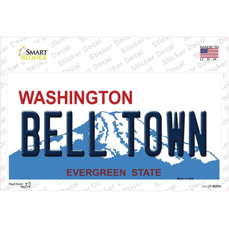 Bell Town Washington Novelty Sticker Decal