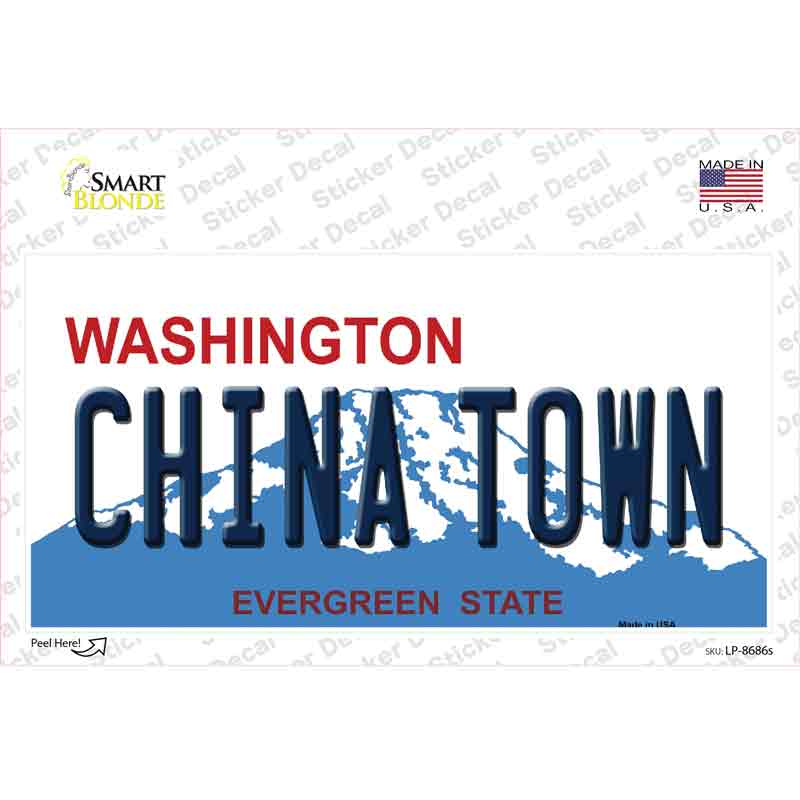 China Town Washington Novelty Sticker Decal