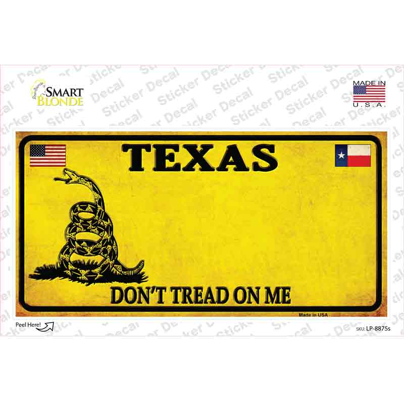 Texas Dont Tread On Me Novelty Sticker Decal