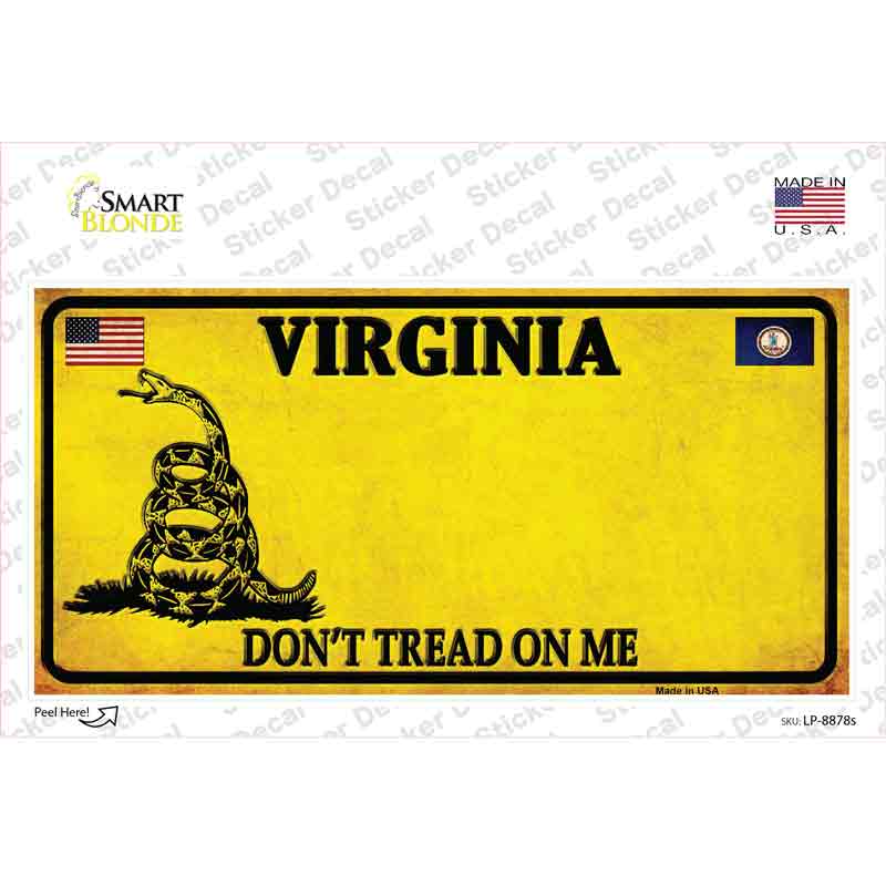 Virginia Dont Tread On Me Novelty Sticker Decal