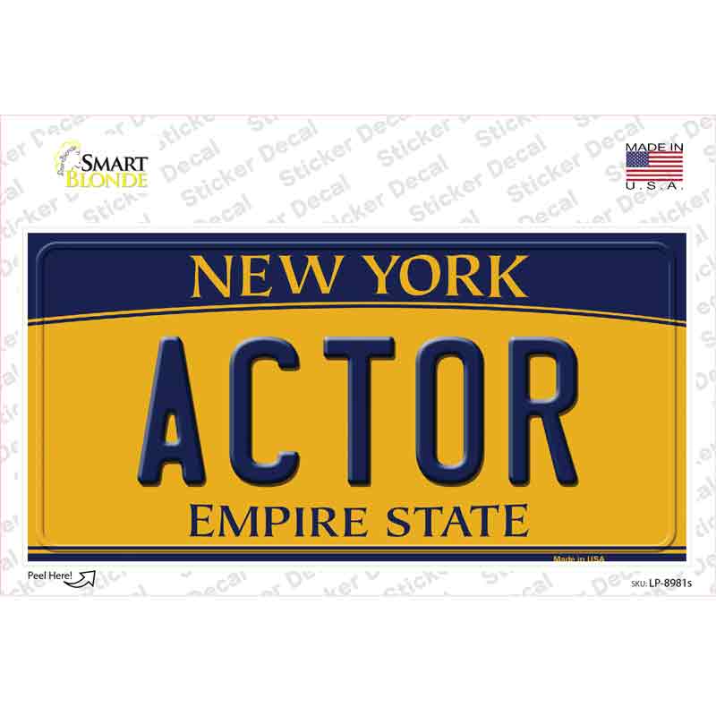 Actor New York Novelty Sticker Decal