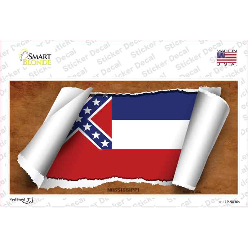 Mississippi Flag Scroll Novelty Sticker Decal