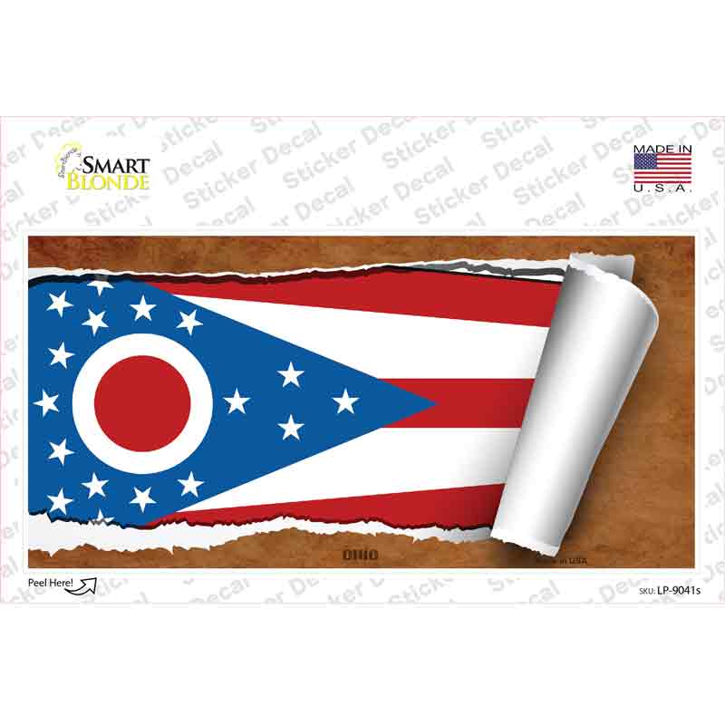 Ohio Flag Scroll Novelty Sticker Decal