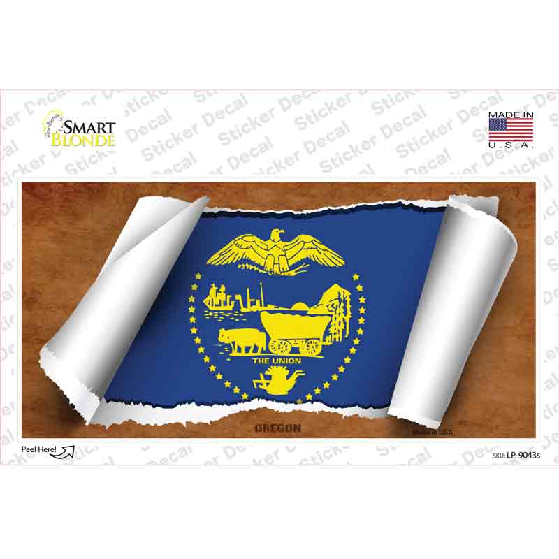 Oregon Flag Scroll Novelty Sticker Decal