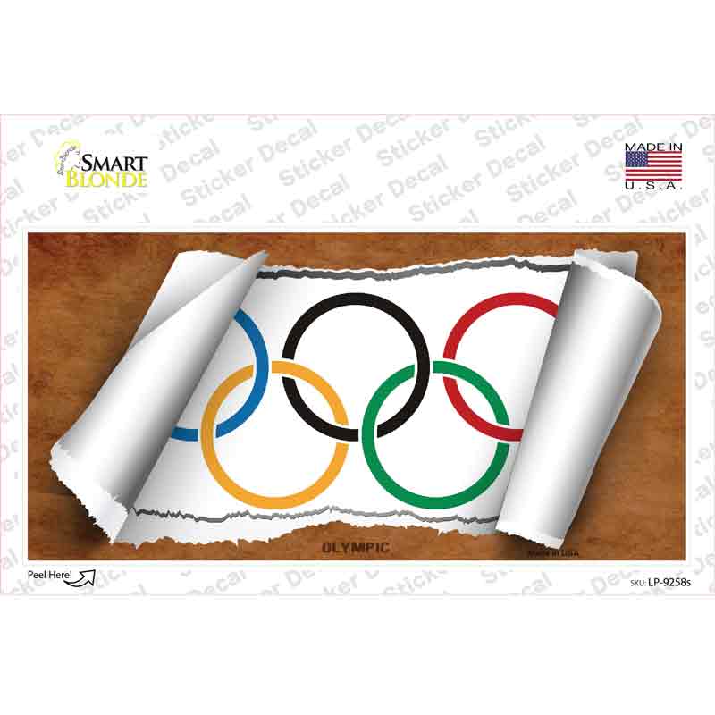 Olympic Flag Scroll Novelty Sticker Decal