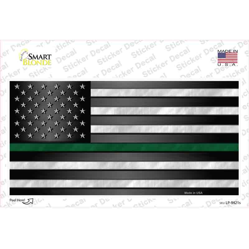 American Flag Thin Green Line Novelty Sticker Decal