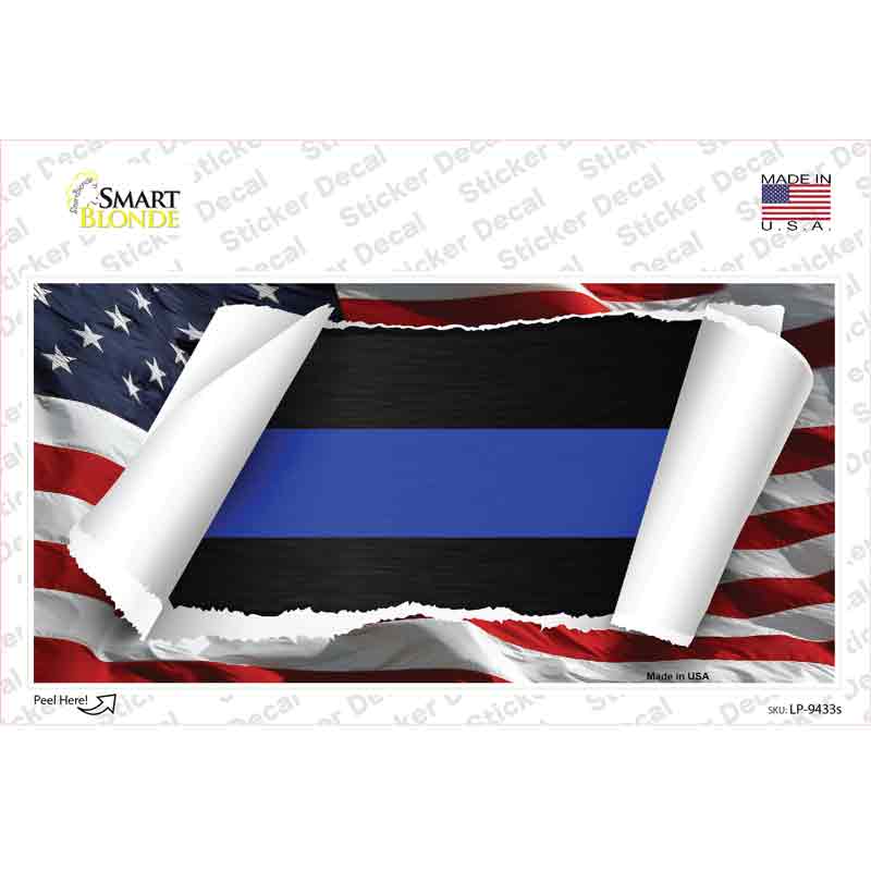 Thin Blue Line Scroll Novelty Sticker Decal