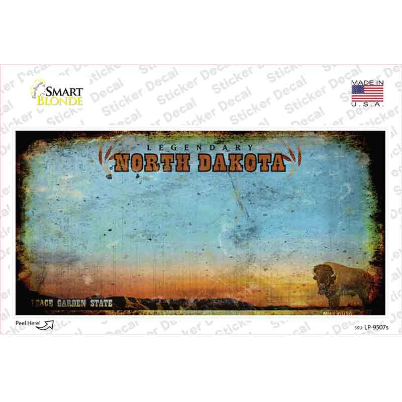 North Dakota Rusty Novelty Sticker Decal