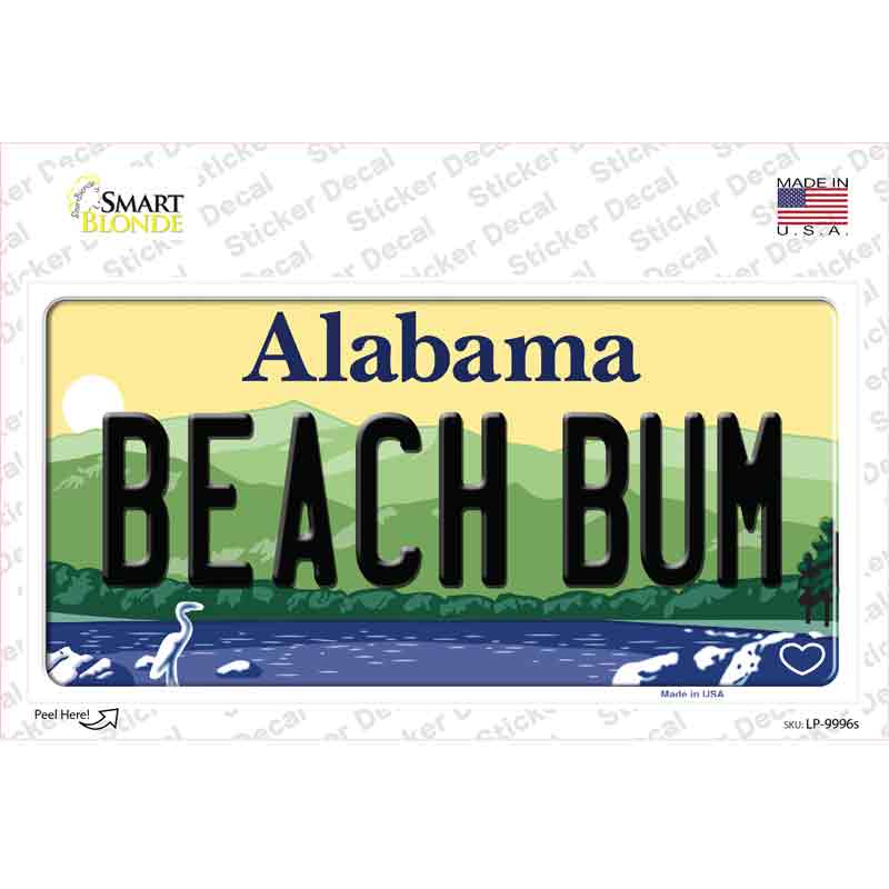 Beach Bum Alabama Novelty Sticker Decal