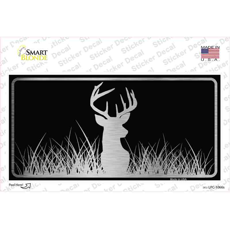 Deer Black Brushed Chrome Novelty Sticker Decal