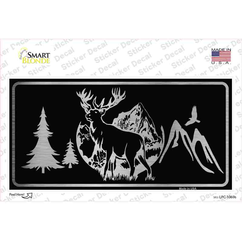 Elk Black Brushed Chrome Novelty Sticker Decal