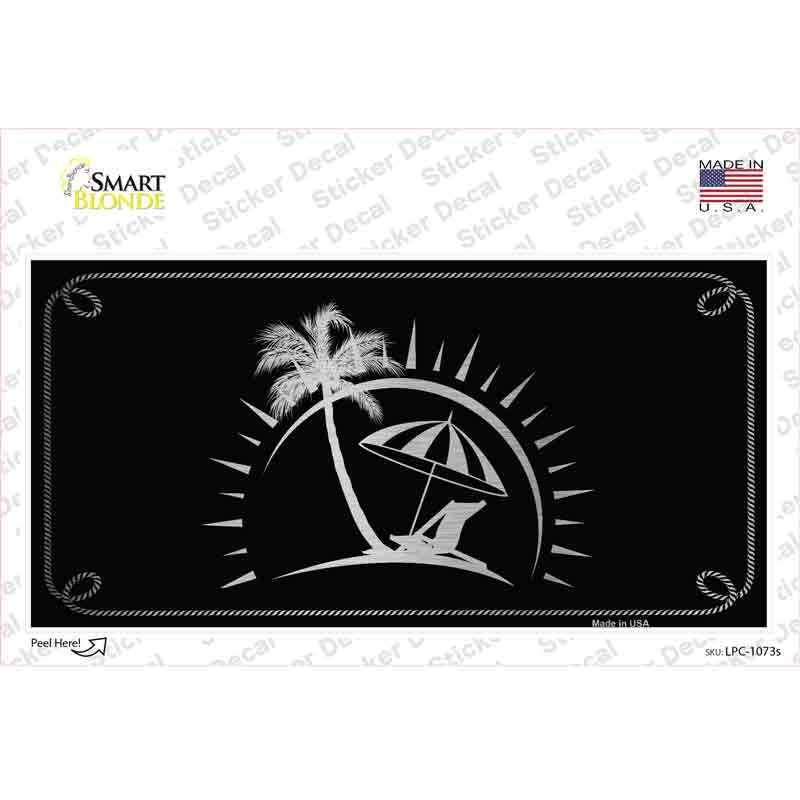 Beach Black Brushed Chrome Novelty Sticker Decal