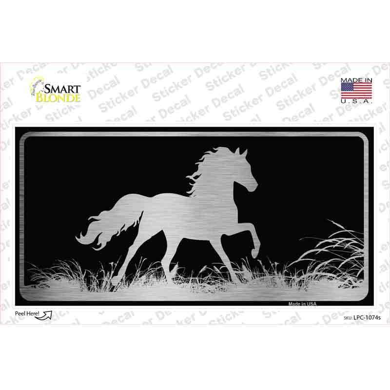 Horse Black Brushed Chrome Novelty Sticker Decal