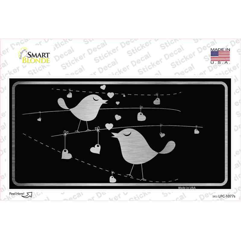 Love Birds Black Brushed Chrome Novelty Sticker Decal