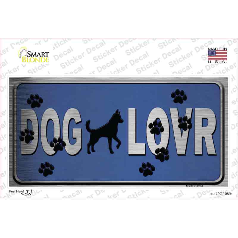 Dog Lover Blue Brushed Chrome Novelty Sticker Decal