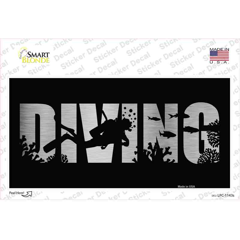 Diving Brushed Chrome Novelty Sticker Decal