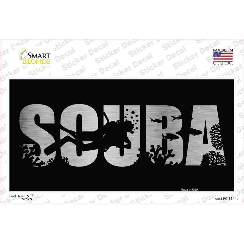 Scuba Brushed Chrome Novelty Sticker Decal