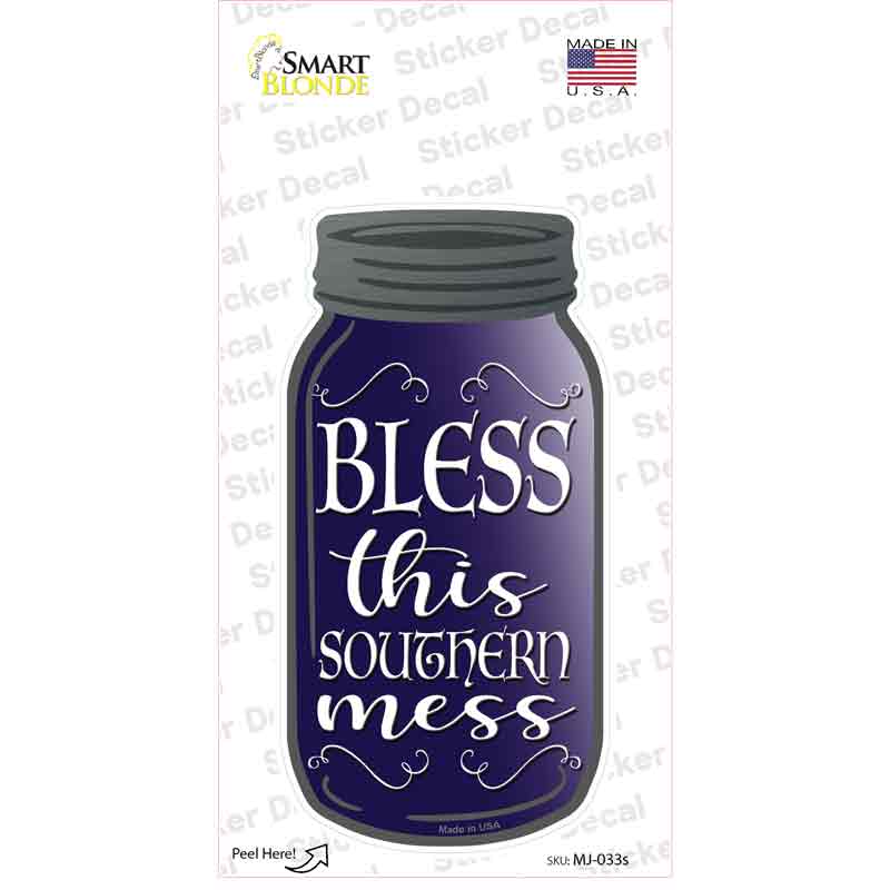Bless Southern Mess Purple Novelty Mason Jar Sticker Decal