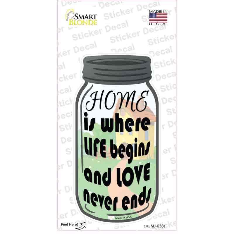 Home Life Love Novelty Mason Jar Sticker Decal