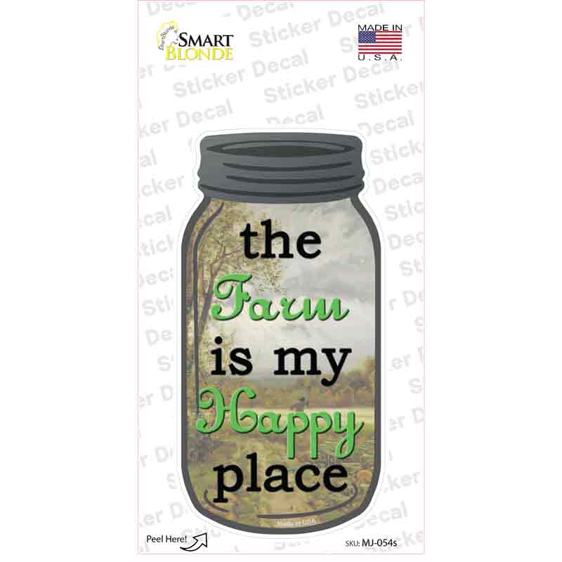 Farm Happy Place Novelty Mason Jar Sticker Decal