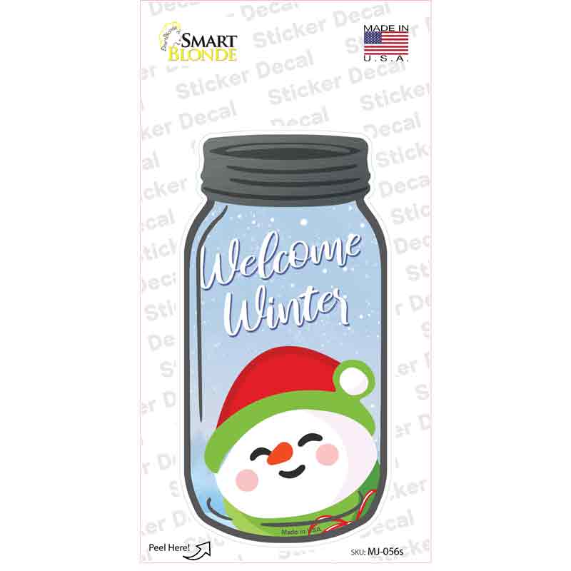 Welcome Winter Snowman Novelty Mason Jar Sticker Decal