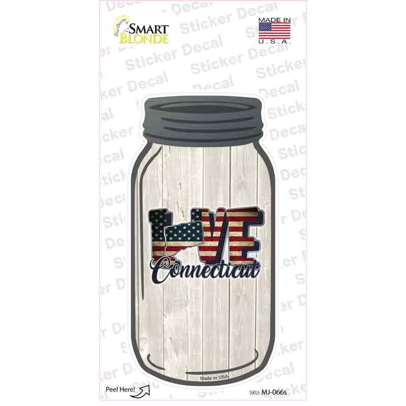 Love Connecticut Silhouette Novelty Mason Jar Sticker Decal