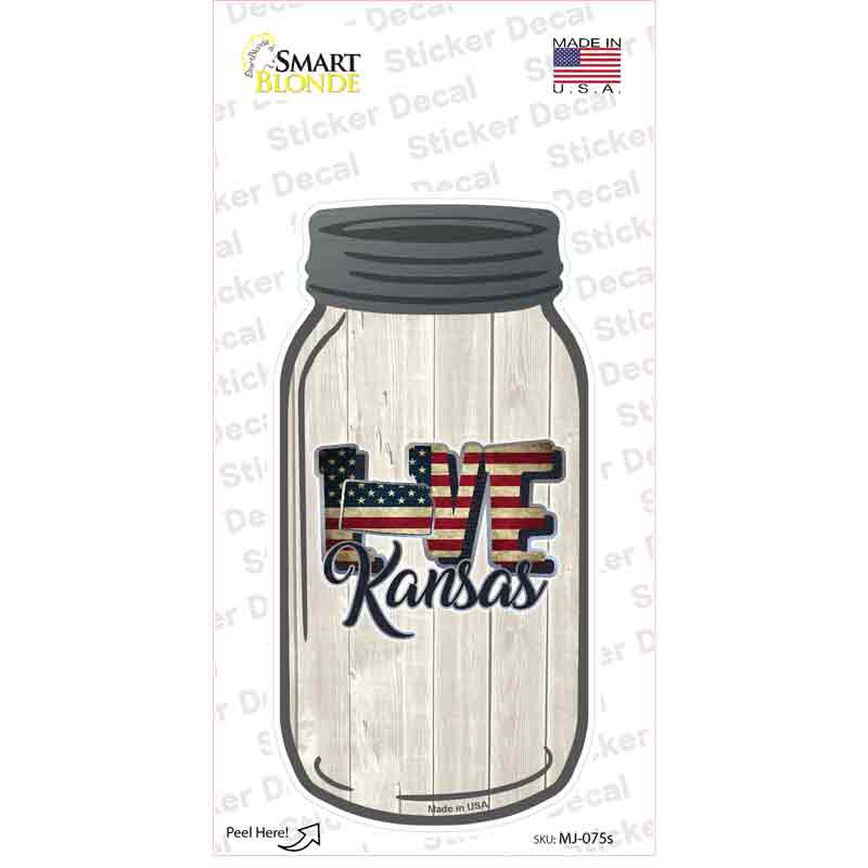 Love Kansas Silhouette Novelty Mason Jar Sticker Decal
