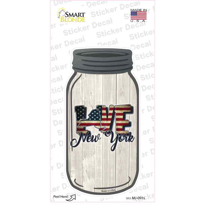 Love New York Silhouette Novelty Mason Jar Sticker Decal