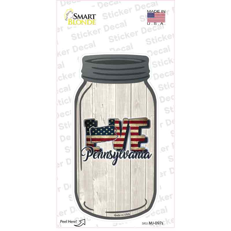Love Pennsylvania Silhouette Novelty Mason Jar Sticker Decal