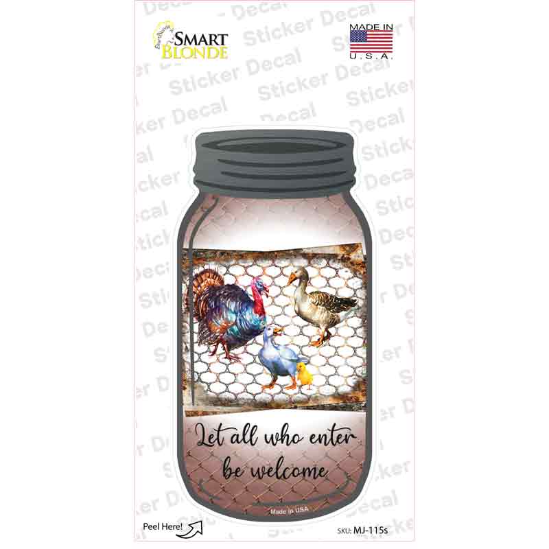 Birds Let All Who Enter Novelty Mason Jar Sticker Decal