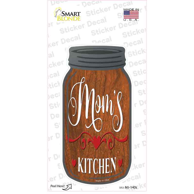 Moms Kitchen Wood Grain Novelty Mason Jar Sticker Decal