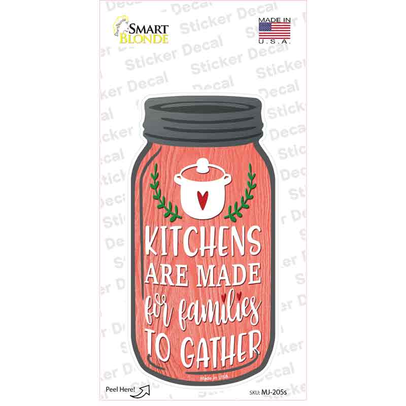 Families Gather Red Novelty Mason Jar Sticker Decal