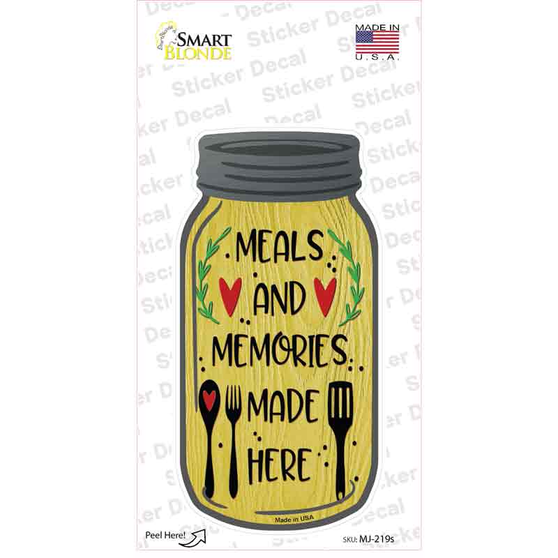 Meal And Memories Yellow Novelty Mason Jar Sticker Decal
