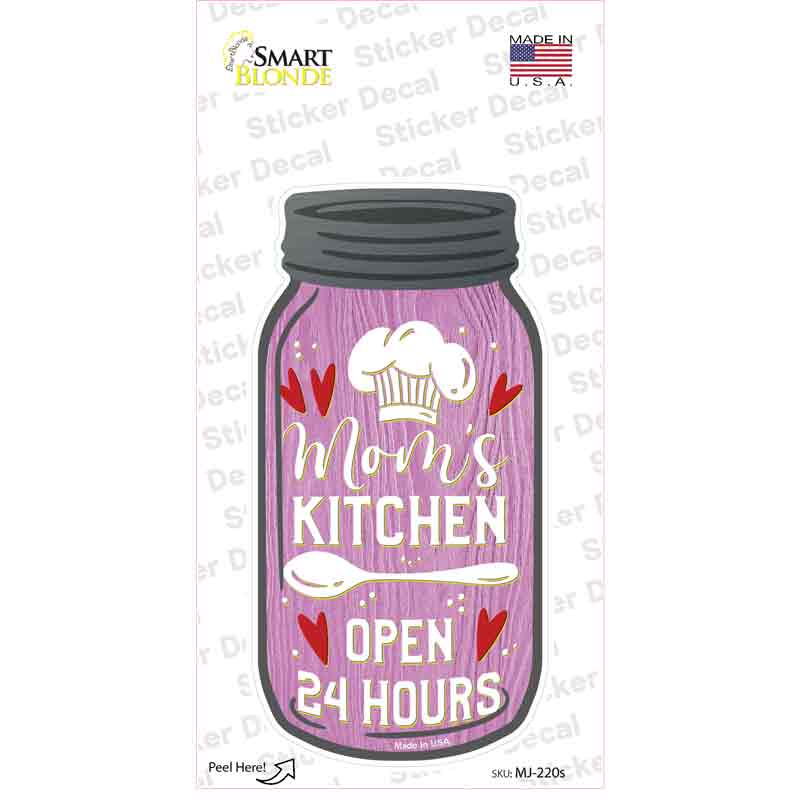 Moms Kitchen 24 Hours Novelty Mason Jar Sticker Decal