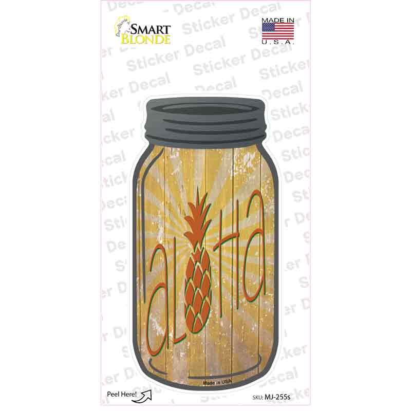 Aloha Pineapple Novelty Mason Jar Sticker Decal