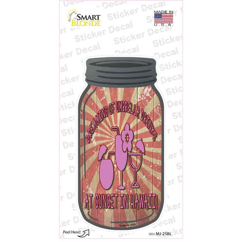 Hawaii Drinks Novelty Mason Jar Sticker Decal