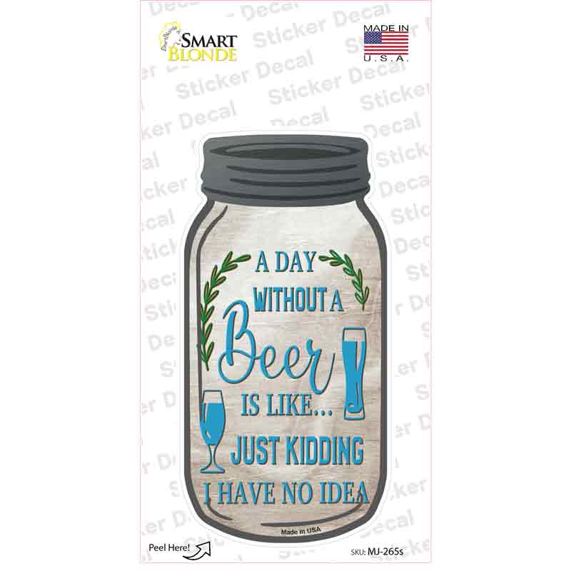 Beer In Hand Two In Cooler Novelty Mason Jar Sticker Decal