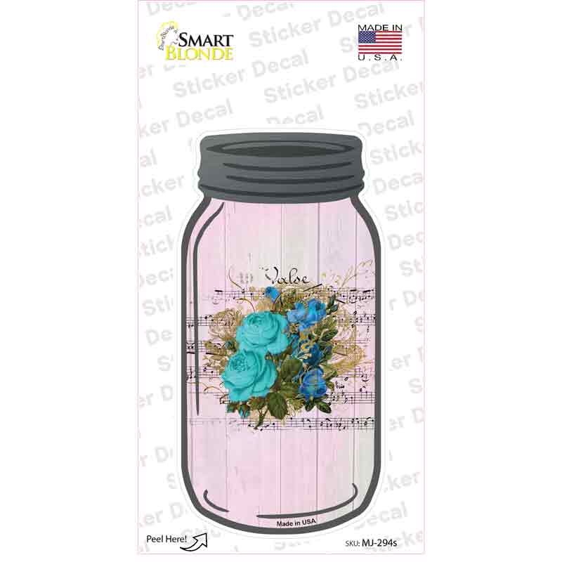 Blue Bouquet With Music Novelty Mason Jar Sticker Decal
