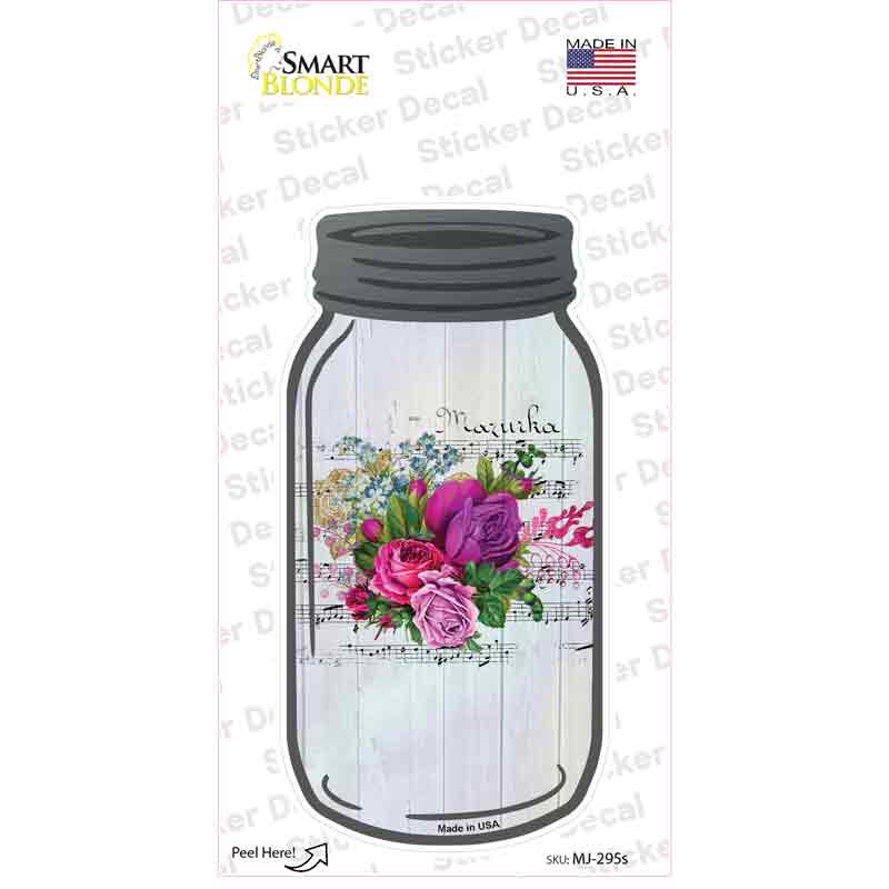 Roses With Music Novelty Mason Jar Sticker Decal