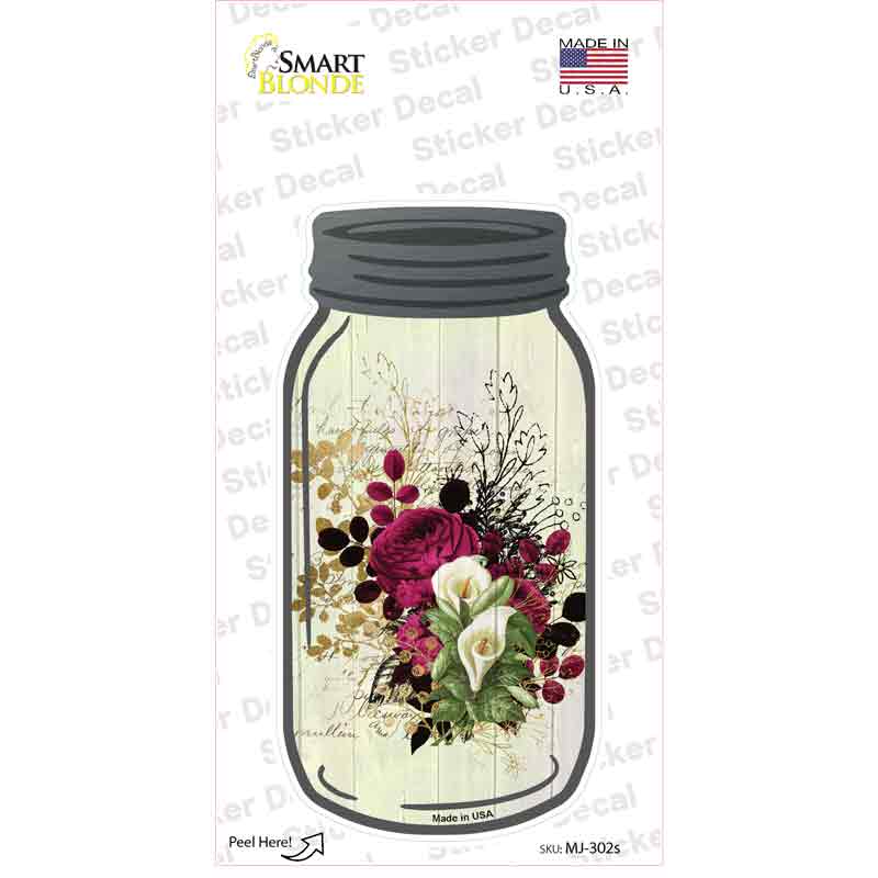 Purple And White Bouquet With Notes Novelty Mason Jar Sticker Decal