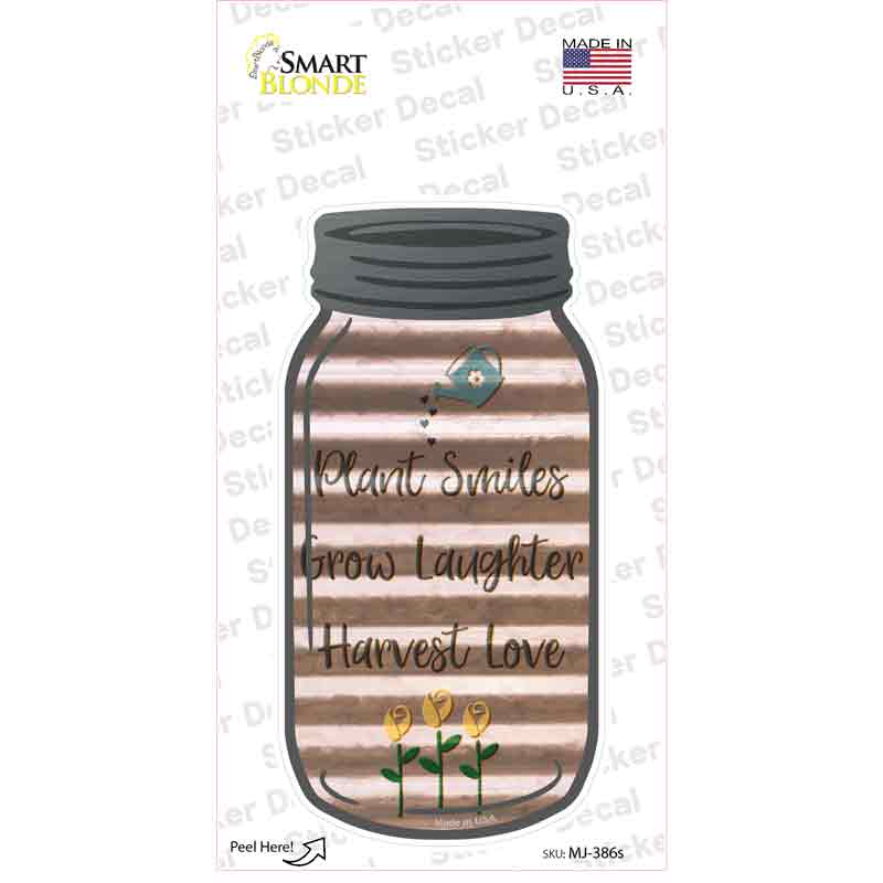 Smiles Laughter Love Corrugated Novelty Mason Jar Sticker Decal