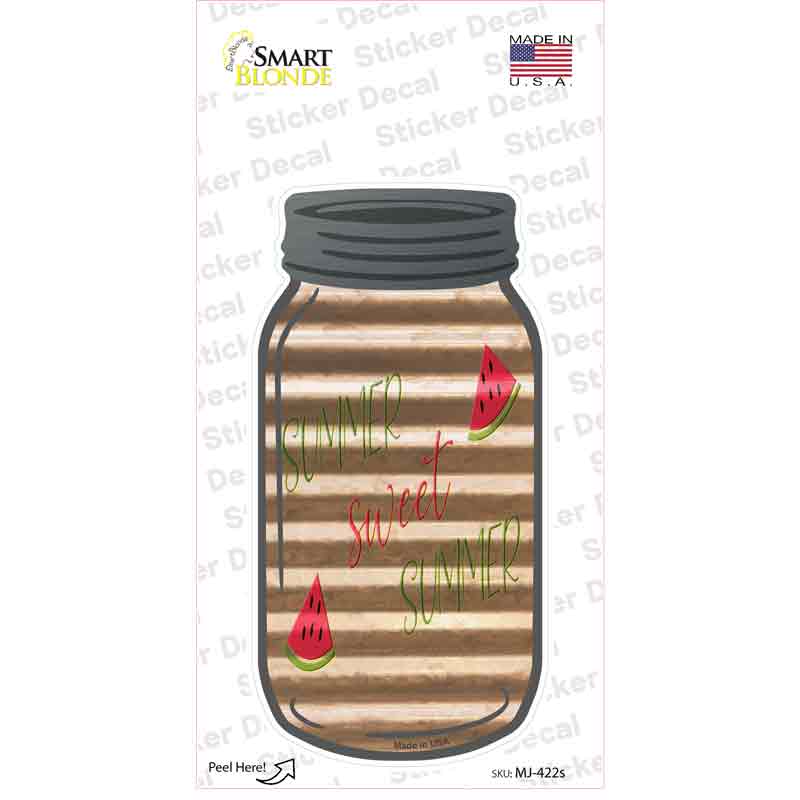 Sweet Summer Watermelon Corrugated Novelty Mason Jar Sticker Decal